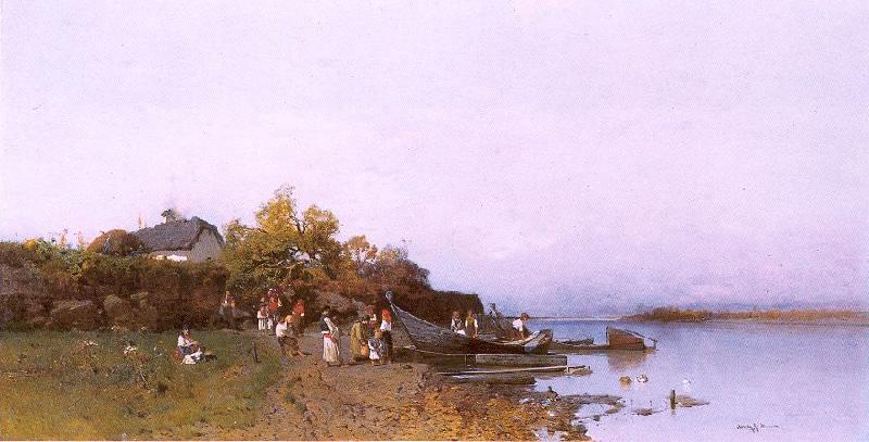 Meszoly, Geza Fishermen's Ferry at the River Tisza France oil painting art